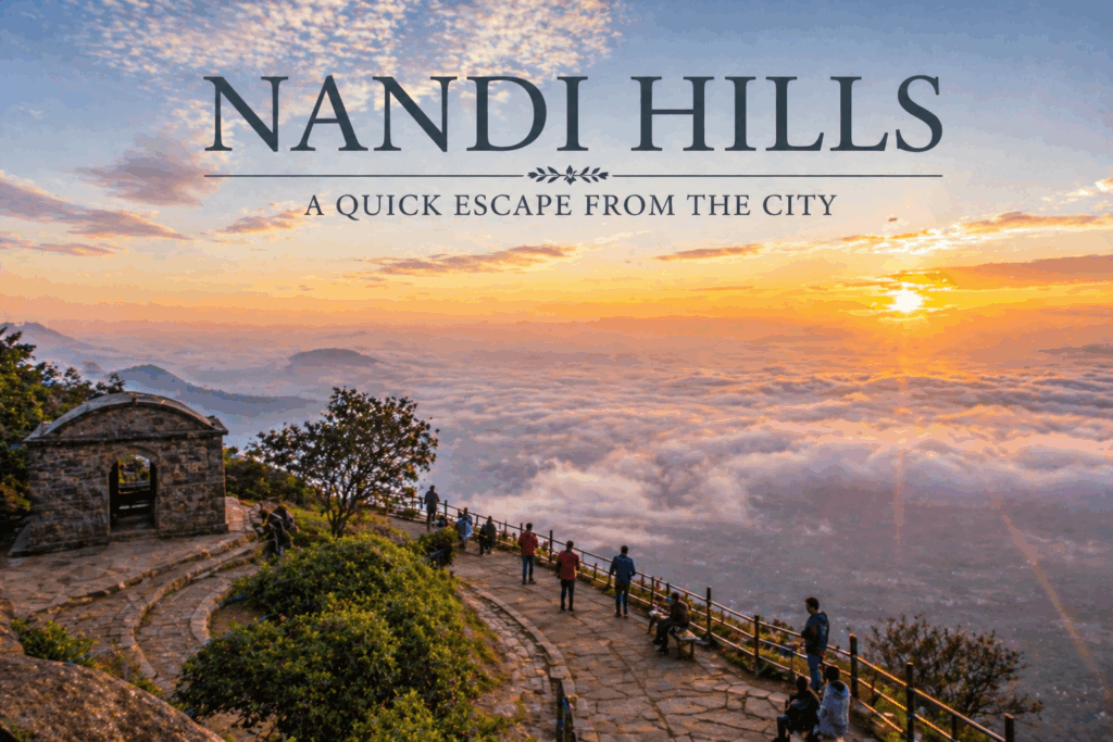 Nandi Hills sunrise view with clouds near Bangalore