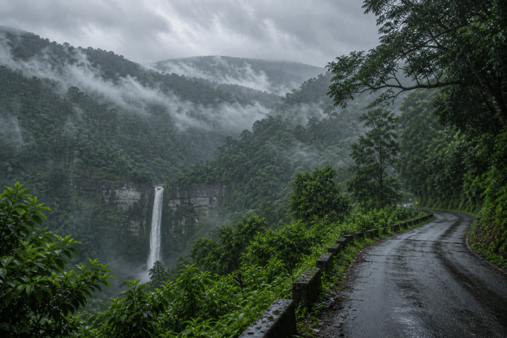 Agumbe sunset viewpoint in Western Ghats with dense forest