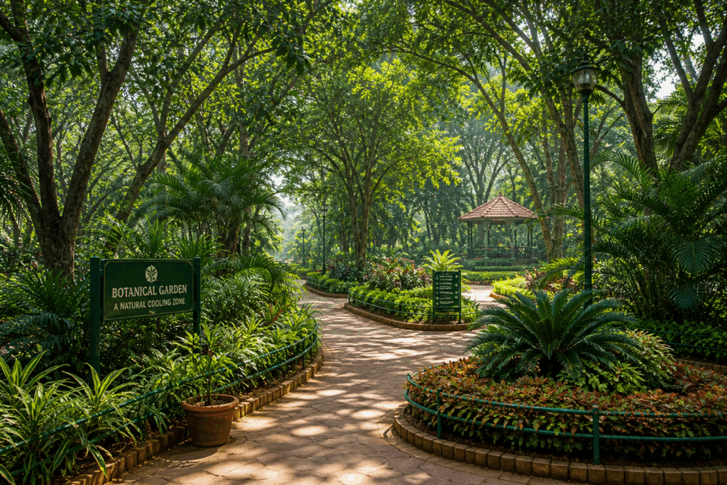 Botanical Garden Hyderabad shaded walking paths with rich greenery